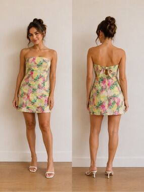 Lilly Pulitzer Strapless Patchwork Floral Print Mini Dress